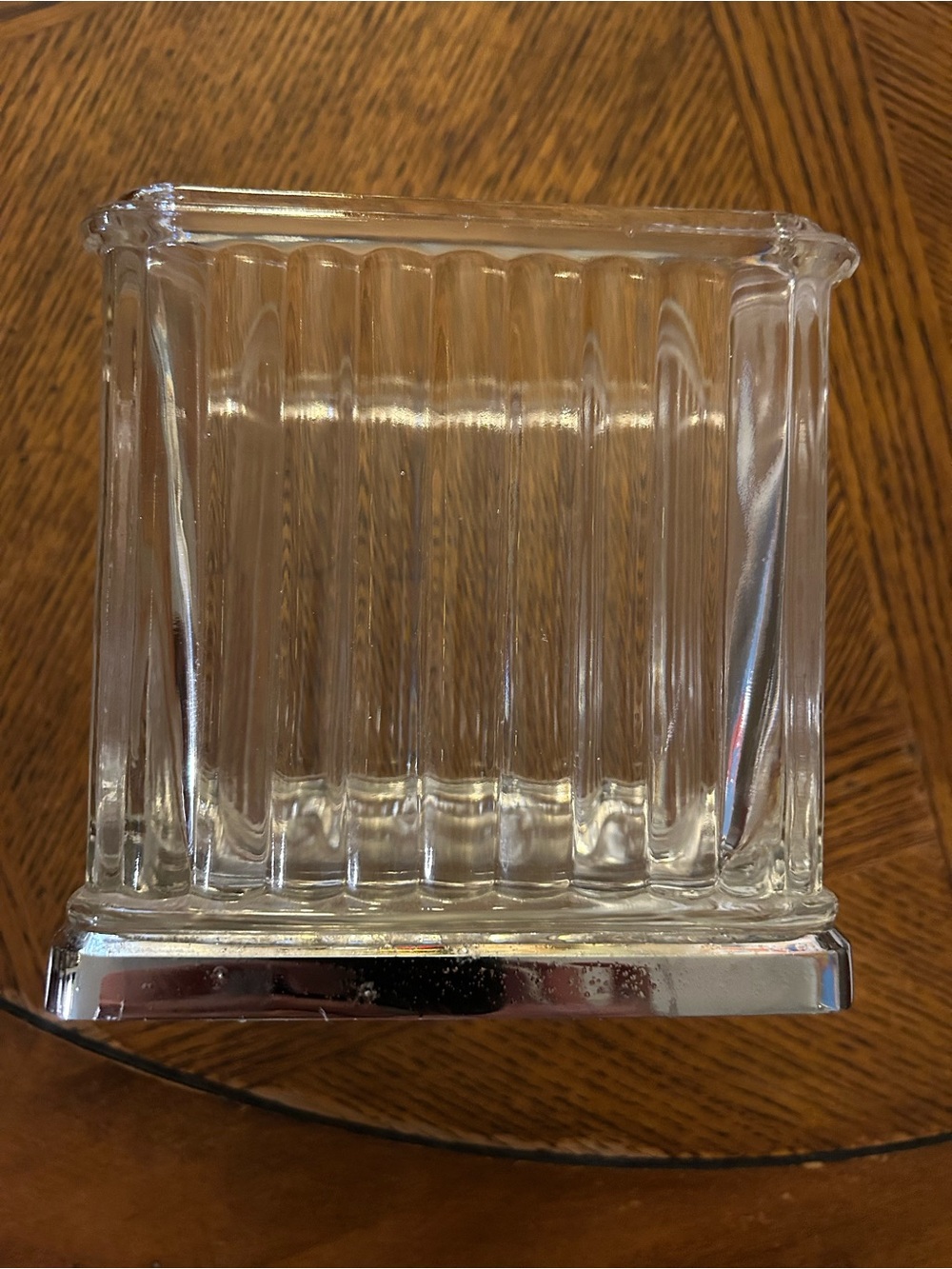Ribbed Glass Tissue Box Cover with Chrome Base & Lid - Picture 8 of 12